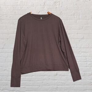 Lukka Lux Women’s Large Long Sleeve Pullover Top‎ Brown Soft Stretch Casual